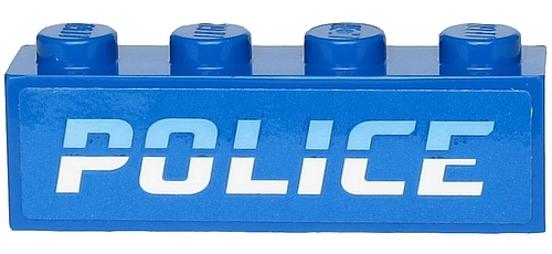 Brick 1 x 4 with Bright Light Blue and White 'POLICE' Pattern (Sticker) - Sets 60242 / 60244 / 60276