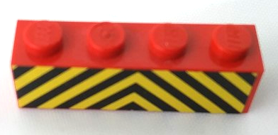 Brick 1 x 4 with Black and Yellow Danger Stripes Pattern (Sticker) - Sets 7720 / 7760