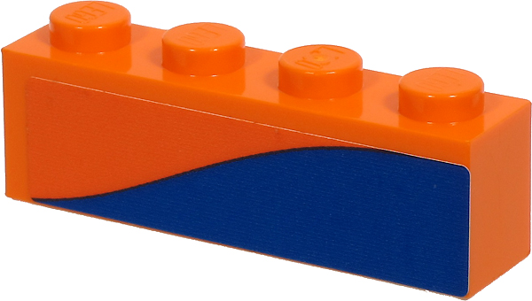Brick 1 x 4 with Blue Stripe on Orange Background Pattern Model Left Side (Sticker) - Set 60262