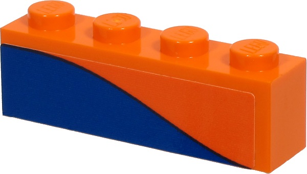Brick 1 x 4 with Blue Stripe on Orange Background Pattern Model Right Side (Sticker) - Set 60262