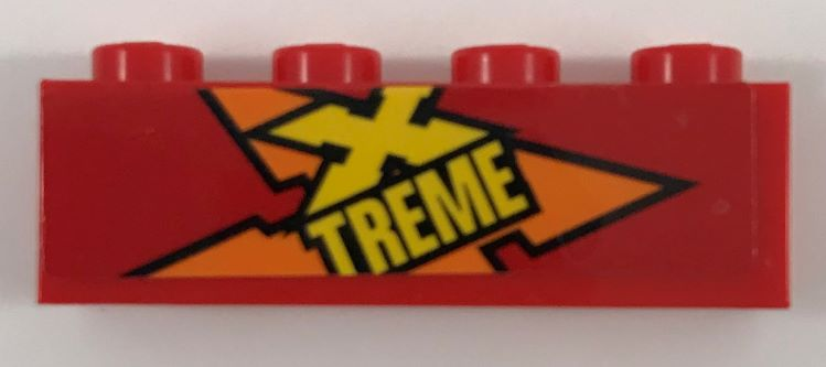 Brick 1 x 4 with Orange and Yellow 'XTREME' Pattern Model Left Side (Sticker) - Set 60222