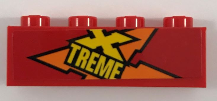 Brick 1 x 4 with Orange and Yellow 'XTREME' Pattern Model Right Side (Sticker) - Set 60222