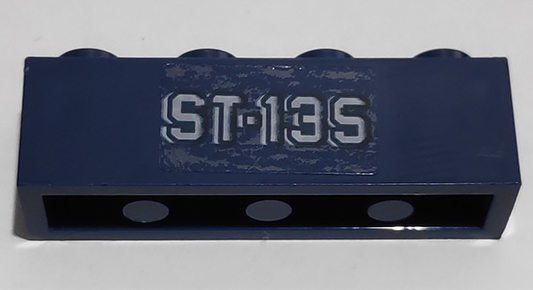 Brick 1 x 4 with White 'ST-135' Pattern (Sticker) - Set 76153