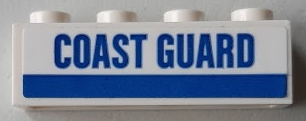 Brick 1 x 4 with Blue Stripe and 'COAST GUARD' Pattern (Sticker) - Set 60164