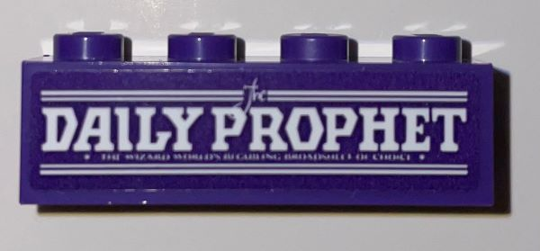 Brick 1 x 4 with White 'The DAILY PROPHET' and Lines Pattern (Sticker) - Set 75957