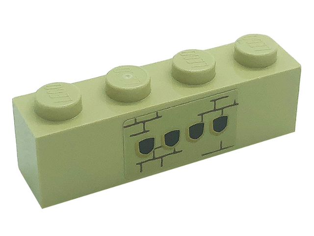 Brick 1 x 4 with Shields and Bricks Pattern (Sticker) - Set 71043