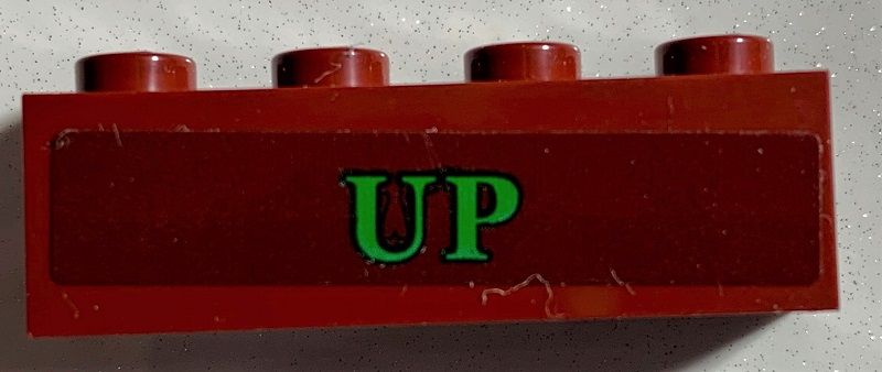 Brick 1 x 4 with Green 'UP' Pattern (Sticker) - Set 75978