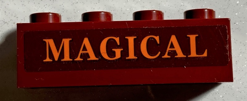 Brick 1 x 4 with Orange 'MAGICAL' Pattern (Sticker) - Set 75978