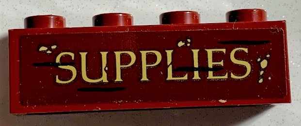 Brick 1 x 4 with 'SUPPLIES' Pattern (Sticker) - Set 75978