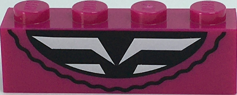 Brick 1 x 4 with Black and White Geometric Shapes and Curved Wavy Line Pattern (BrickHeadz La Catrina Chest)