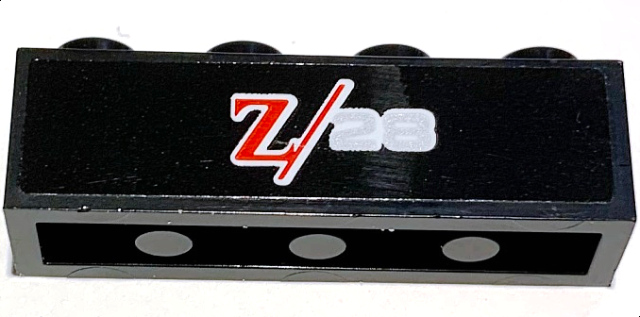 Brick 1 x 4 with Red and Silver 'Z/28' Pattern (Sticker) – Set 10304