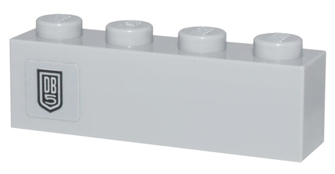 Brick 1 x 4 with Silver and Black Aston Martin 'DB5' Logo Pattern (Sticker) - Set 10262