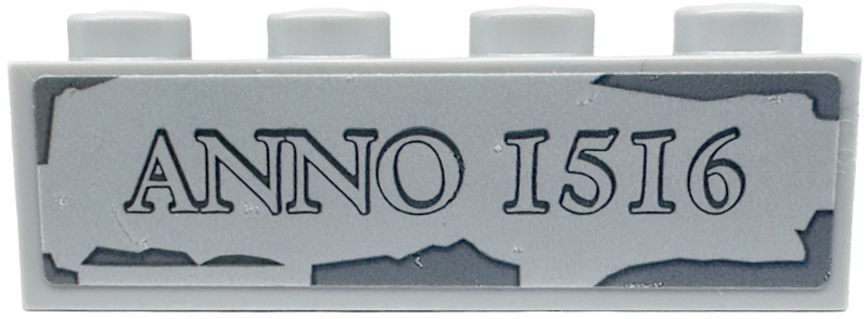 Brick 1 x 4 with 'ANNO 1516' and Dark Bluish Gray Bricks Pattern (Sticker) - Set 910001