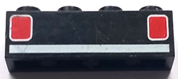 Brick 1 x 4 with Red Car Taillights and White Stripe Pattern