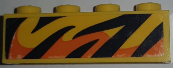 Brick 1 x 4 with Black and Orange Flames Pattern Model Right Side (Sticker) - Set 60295
