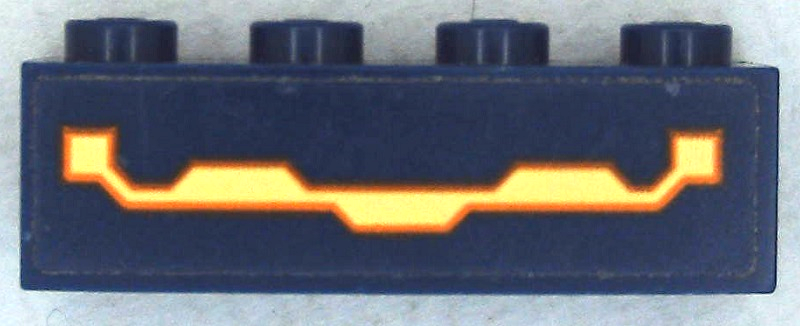 Brick 1 x 4 with Bright Light Yellow and Orange Circuitry Pattern (Sticker) - Set 70357