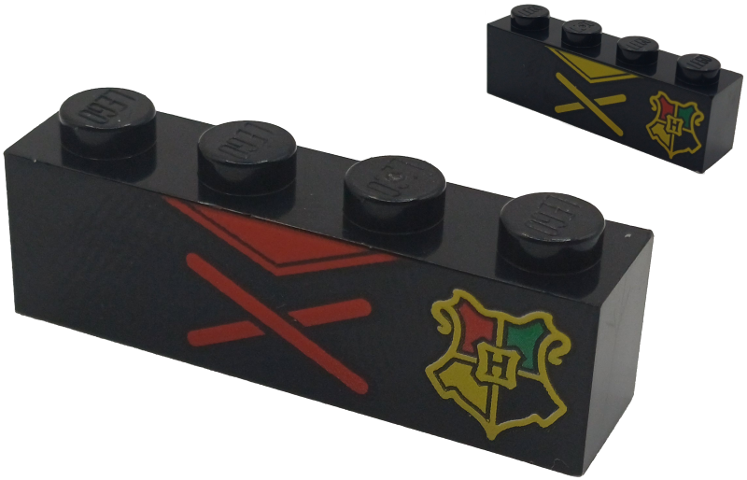Brick 1 x 4 with Hogwarts Crest, Red and Yellow Collar and Crossed Laces Pattern on Both Sides (BrickHeadz Triwizard Tournament Robe)