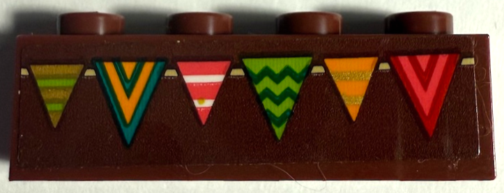Brick 1 x 4 with Bunting Flags Pattern (Sticker) - Set 43185