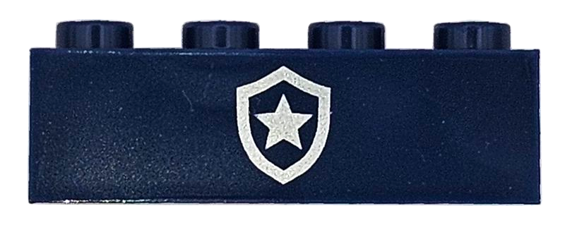Brick 1 x 4 with Silver Police Star Badge Logo Pattern
