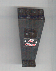 Wing Plate Bi-level 8 x 4 and 2 x 3 1/3 Down with Red Air Show and Two White Stars on Black Background Pattern (Sticker) - Set 6582