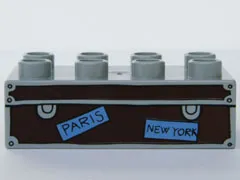 Duplo, Brick 2 x 4 with Steamer Trunk with 'PARIS' and 'NEW YORK' Labels Pattern