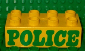 Duplo, Brick 2 x 4 with 'POLICE' Pattern