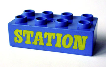 Duplo, Brick 2 x 4 with 'STATION' Text Pattern