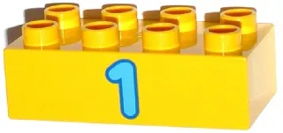 Duplo, Brick 2 x 4 with Number 1 Dark Azure Pattern