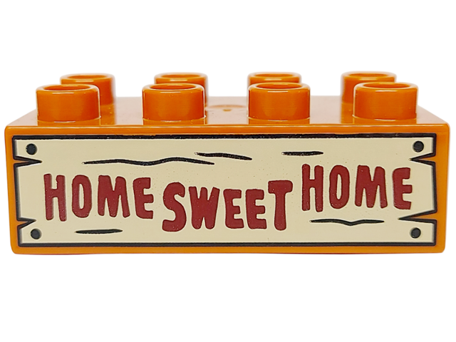 Duplo, Brick 2 x 4 with 'HOME SWEET HOME' on Weathered Board Pattern