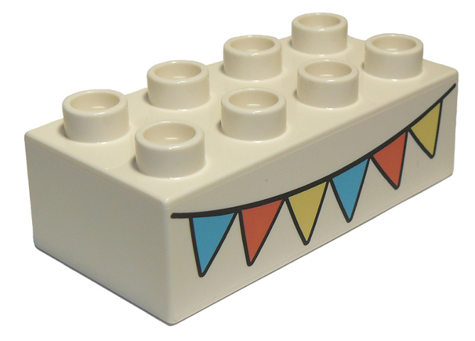 Duplo, Brick 2 x 4 with Colorful Flags Pattern