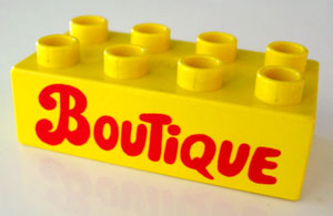 Duplo, Brick 2 x 4 with 'Boutique' Text Pattern