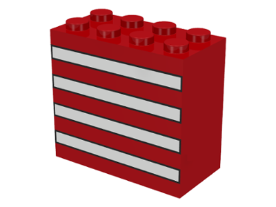 Brick 2 x 4 x 3 with Black Outlined White Stripes Pattern