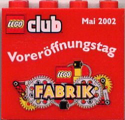Brick 2 x 4 x 3 with LEGO Fabrik 2002 Pre-Opening Pattern