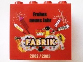 Brick 2 x 4 x 3 with LEGO Fabrik 2002/2003 New Year's Pattern