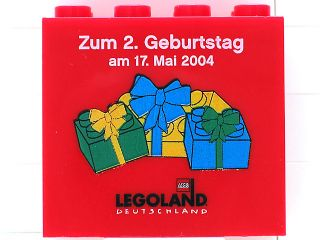 Brick 2 x 4 x 3 with Legoland Deutschland 2 Year Birthday (Zum 2. Geburtstag) Pattern