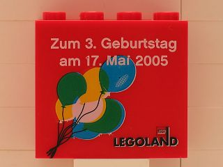 Brick 2 x 4 x 3 with Legoland Deutschland 3 Year Birthday (Zum 3. Geburtstag) Pattern