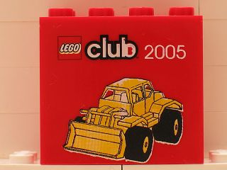 Brick 2 x 4 x 3 with LEGO Club 2005 and Bulldozer Pattern
