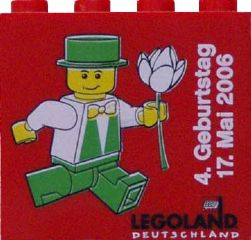 Brick 2 x 4 x 3 with Legoland Deutschland 4 Year Birthday (4. Geburtstag) Pattern