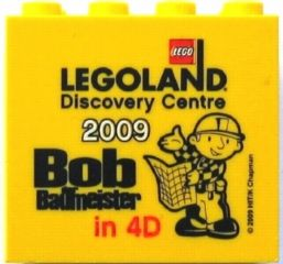 Brick 2 x 4 x 3 with Legoland Discovery Centre 2009 Bob der Baumeister in 4D Pattern