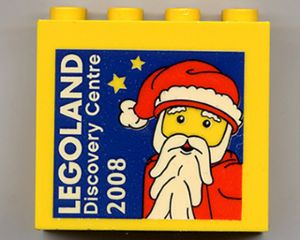 Brick 2 x 4 x 3 with Legoland Discovery Centre 2008 Santa Claus Pattern