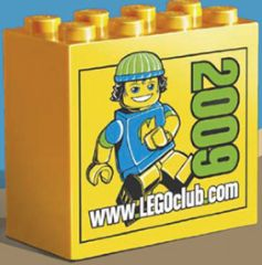 Brick 2 x 4 x 3 with www.LEGOclub.com 2009 and Max Pattern