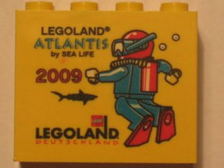 Brick 2 x 4 x 3 with Legoland Deutschland Atlantis by Sea Life 2009 Pattern