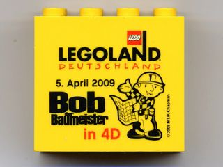 Brick 2 x 4 x 3 with Legoland Deutschland 5. April 2009 Bob der Baumeister in 4D Pattern