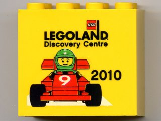 Brick 2 x 4 x 3 with Legoland Discovery Centre 2010 Formula 1 Racing Car Pattern