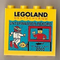 Brick 2 x 4 x 3 with Legoland Deutschland Unterwasser-Rekord 30. März - 13. April 2010 Pattern