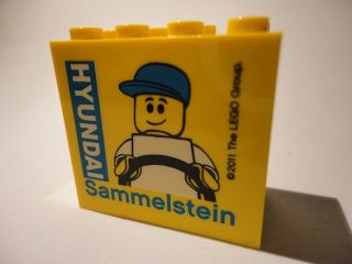 Brick 2 x 4 x 3 with HYUNDAI Sammelstein 2011 Blue Pattern