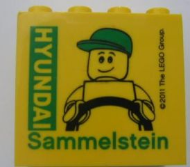 Brick 2 x 4 x 3 with HYUNDAI Sammelstein 2011 Green Pattern