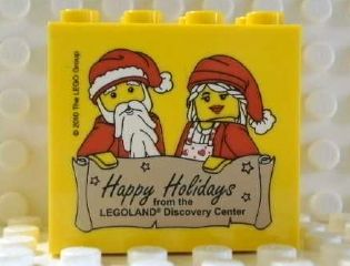Brick 2 x 4 x 3 with Happy Holidays from the Legoland Discovery Center Pattern