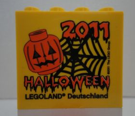 Brick 2 x 4 x 3 with Legoland Deutschland Halloween 2011 and Jack O' Lantern Pattern