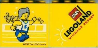 Brick 2 x 4 x 3 with Legoland Windsor Resort and Olympic Athlete #5 pattern